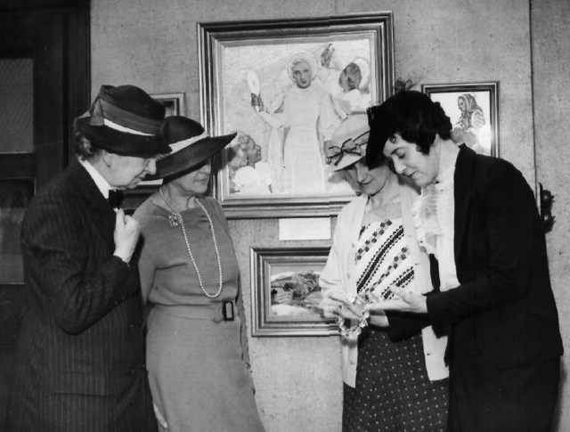 Dorrie showing her jewellery at an exhibition (Photograph: London News Agency Photos Ltd, 46 Fleet Street, London, EC4).